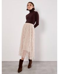 Apricot - Wavy Tulle Midi Skirt - Lyst