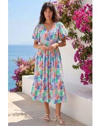 Roman - Abstract Print Button Midi Dress - Lyst