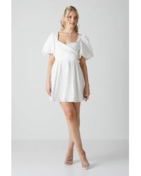 Coast - Puff Sleeve Mini Dress Wedding Dress With Tie Back - Lyst