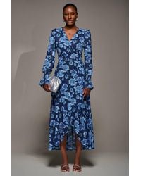 Jolie Moi - Ruffle Cuffed Sleeve Frill Mesh Maxi Dress - Lyst
