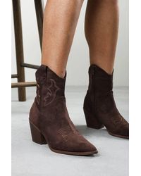 Where's That From - 'Frissa' Pointed Toe Block Heel Embroidery Design Ankle Boots - Lyst