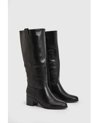 Oasis - Billie Faux Leather High Leg Block Heel Boots - Lyst