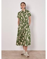 Apricot - Brushstroke Squares Utility Midi Dress - Lyst