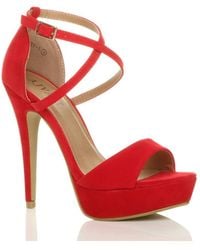 AJVANI - High Heel Crossed Straps Platform Sandals - Lyst