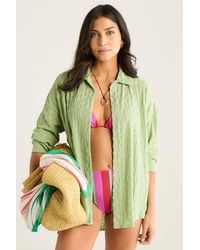 Gini London - Sage Textured Oversized Long Sleeves Shirt - Lyst