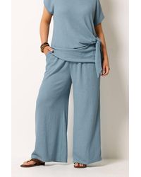 Yours - Wide Leg Textured Trousers - Lyst