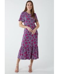 Blue Vanilla - Crew Neck Midi Angel Sleeve Tie Back Dress - Lyst