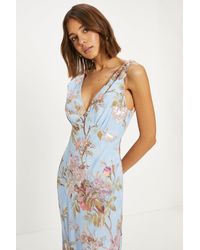 Oasis - Soft Floral Tonal Sequin V Neck Midi Dress - Lyst