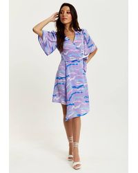 Liquorish - Mini Abstract Zebra Print Wrap Dress - Lyst