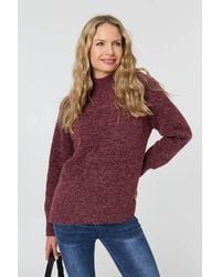 Izabel London - Textured High Neck Long Sleeve Jumper - Lyst