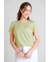 Enorsia - Golden Printed Cap Sleeve Jersey Tops - Lyst