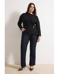 WOVCOR - Asymmetric Neck Hardware Detail Long Sleeve Top - Lyst