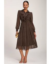 Jolie Moi - Chiffon Print Ruffled Shirt Dress - Lyst