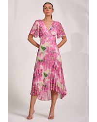 Jolie Moi - Chiffon Pleated Maxi Dress - Lyst