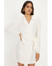 Oasis - Soft Tailored Puff Sleeve Wrap Dress - Lyst