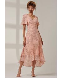 Jolie Moi - Meagan V-Neck Chiffon Maxi Dress - Lyst