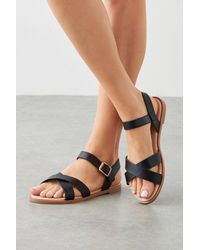 Dorothy Perkins - Florence Faux Leather Cross Strap Flat Sandals - Lyst