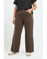 Yours - Polka Dot Wide Leg Jeans - Lyst