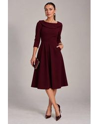 Jolie Moi - Fold Collar Button Detail Dress - Lyst