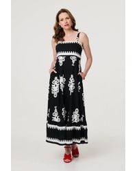 Izabel London - Ikat Print Sleeveless A-Line Maxi Dress - Lyst