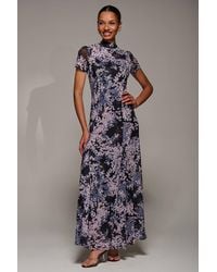 Jolie Moi - Turtle Neckline Mesh Maxi Dress - Lyst