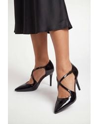 Wallis - Cat Faux Patent Leather Asymmetrical Strap 2 Part High Heel Court Shoes - Lyst