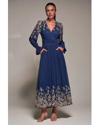 Jolie Moi - Mirrored Print Long Sleeve Mesh Maxi Dress - Lyst