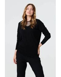 Izabel London - Sequin Mesh V-Neck Knitted Top - Lyst