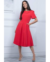 Jolie Moi - Debora Button Neck Dress - Lyst