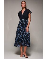 Jolie Moi - Two Tone Chiffon Midi Dress - Lyst