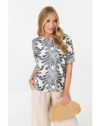 Izabel London - Printed 1/2 Sleeve Relaxed Blouse Top - Lyst