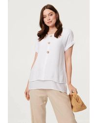 Izabel London - Layered Hem Short Sleeve Tunic Top - Lyst