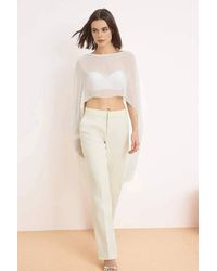 WOVCOR - Sheer Chiffon Cape Crop Blouse W/ Draped Sleeve Detail - Lyst