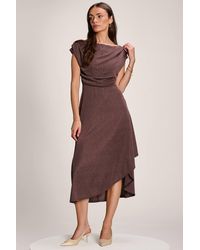 Jolie Moi - Asymmmetric Draped Midi Dress - Lyst
