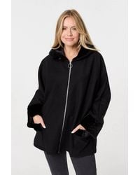Izabel London - Faux Fur Trim Zip-Up Relaxed Jacket - Lyst