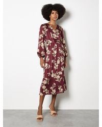 Apricot - Satin Shimmer Floral Wrap Midaxi Dress - Lyst