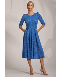 Jolie Moi - Sleeve Printed Jersey Midi Dress - Lyst