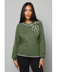Wallis - Petite Tipped Bow Neck Sweater - Lyst