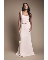 Coast - Square Neck Bow Detail Crepe Maxi Bridesmaid Dress - Lyst