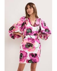 Phase Eight - Fiona Puff Sleeve V-Neck Dress - Lyst