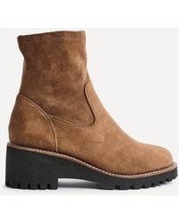 Linzi - Trish Sand Faux Suede Wedged Heel Ankle Boot - Lyst