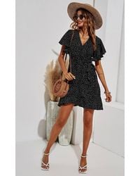 FS Collection - Polka Dot Mini Wrap Style Dress - Lyst