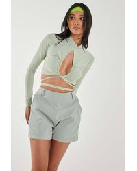 Pink Vanilla - Keyhole Tie Front Long Sleeve Top - Lyst