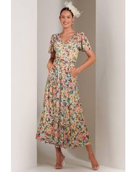Jolie Moi - Bianca V-Neck Pleated Mesh Maxi Dress - Lyst