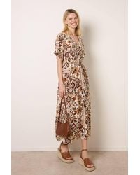 Blue Vanilla - Elasticated Waist Short Sleeve Button Up V-Neck Midi Dress - Lyst