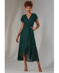 Jolie Moi - Metallic Spot Textured Chiffon Maxi Dres Dress - Lyst