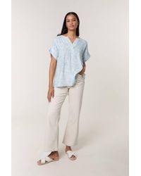 Blue Vanilla - Short Sleeve Button Up V-Neck Blouse - Lyst