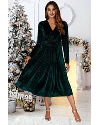 FS Collection - Sparkly Velvet Wrap Top Midi Dress - Lyst