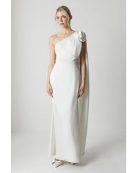 Coast - Bow And Drape Detail One Shoulder Satin Wedding Dress - Lyst