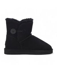 Infinity Leather - Sheepskin Suede Ankle Bootie Warm Winter Boots - Lyst